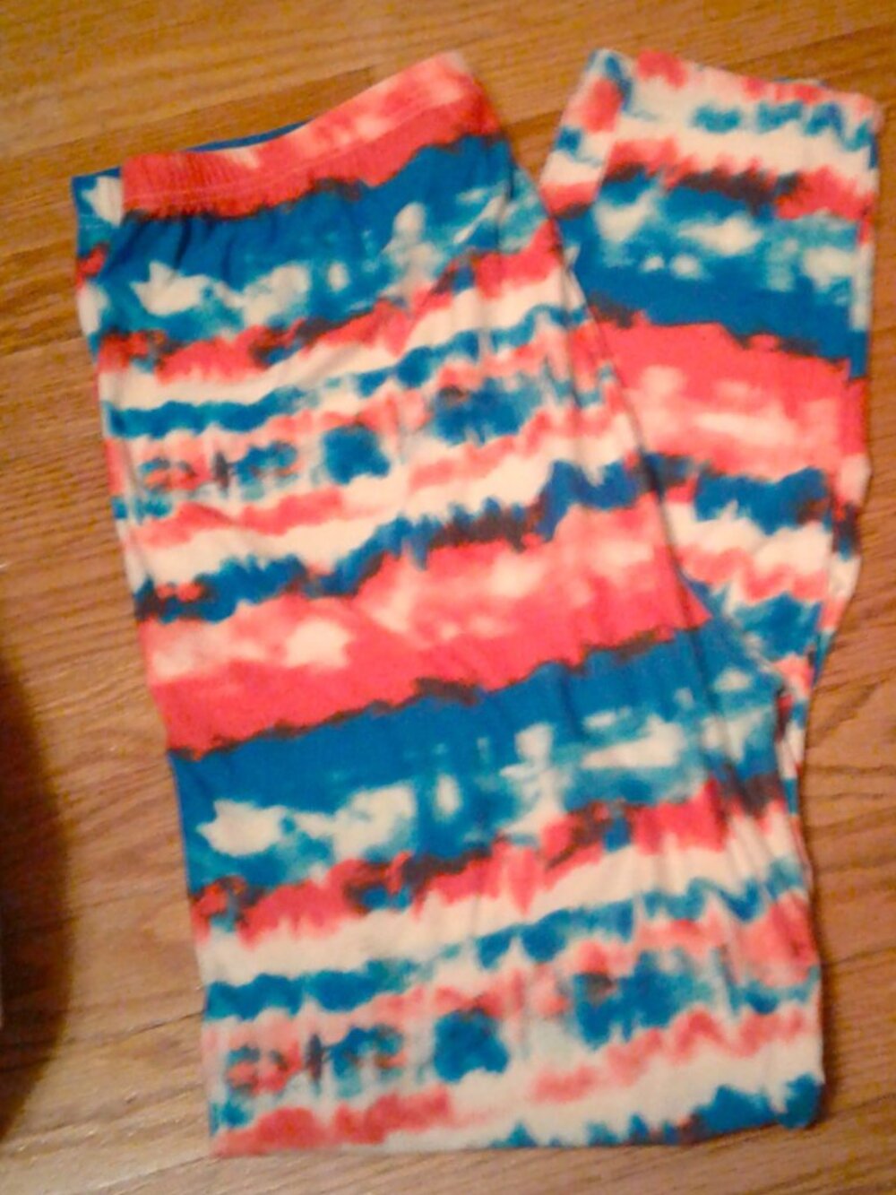 "Red-White-Blue Tie Dye" LNC Womens Full Length Buttery Soft Leggings Sz. 3x-5x
